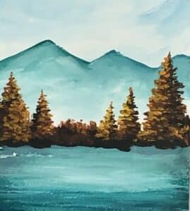 autumn pine tree easy acrylic painting step 4