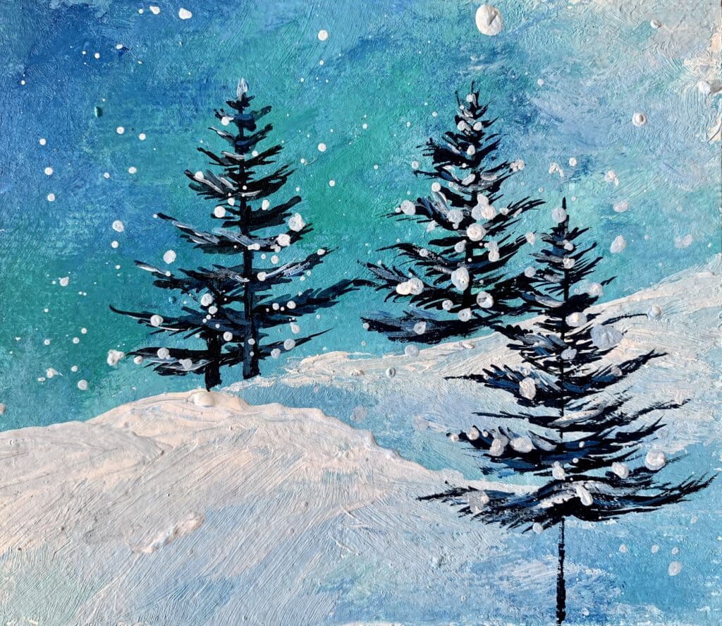 easy winter landscape acrylic painting for beginners step 10