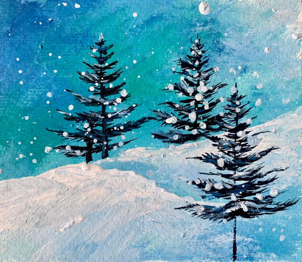 Easy Winter Landscape Painting With Snow Pine Trees Easy Winter 