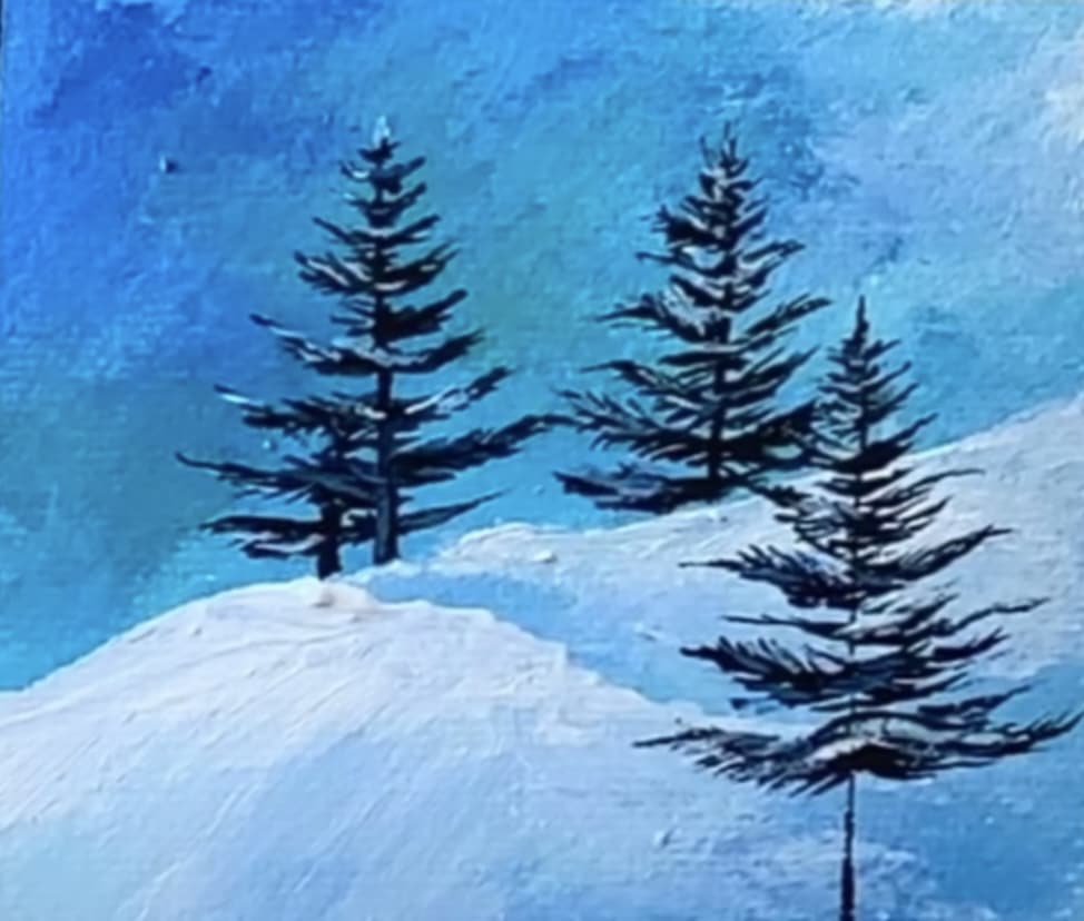 Easy Winter Landscape Painting With Snow Pine Trees Easy Winter