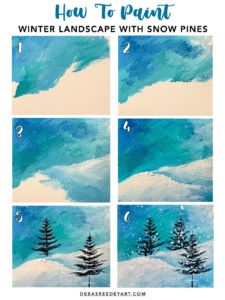 Easy Winter Landscape Painting With Snow Pine Trees - Easy Winter ...