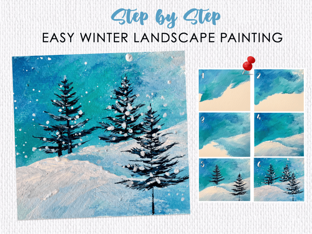 easy winter landscape acrylic painting for beginners step by step for beginners