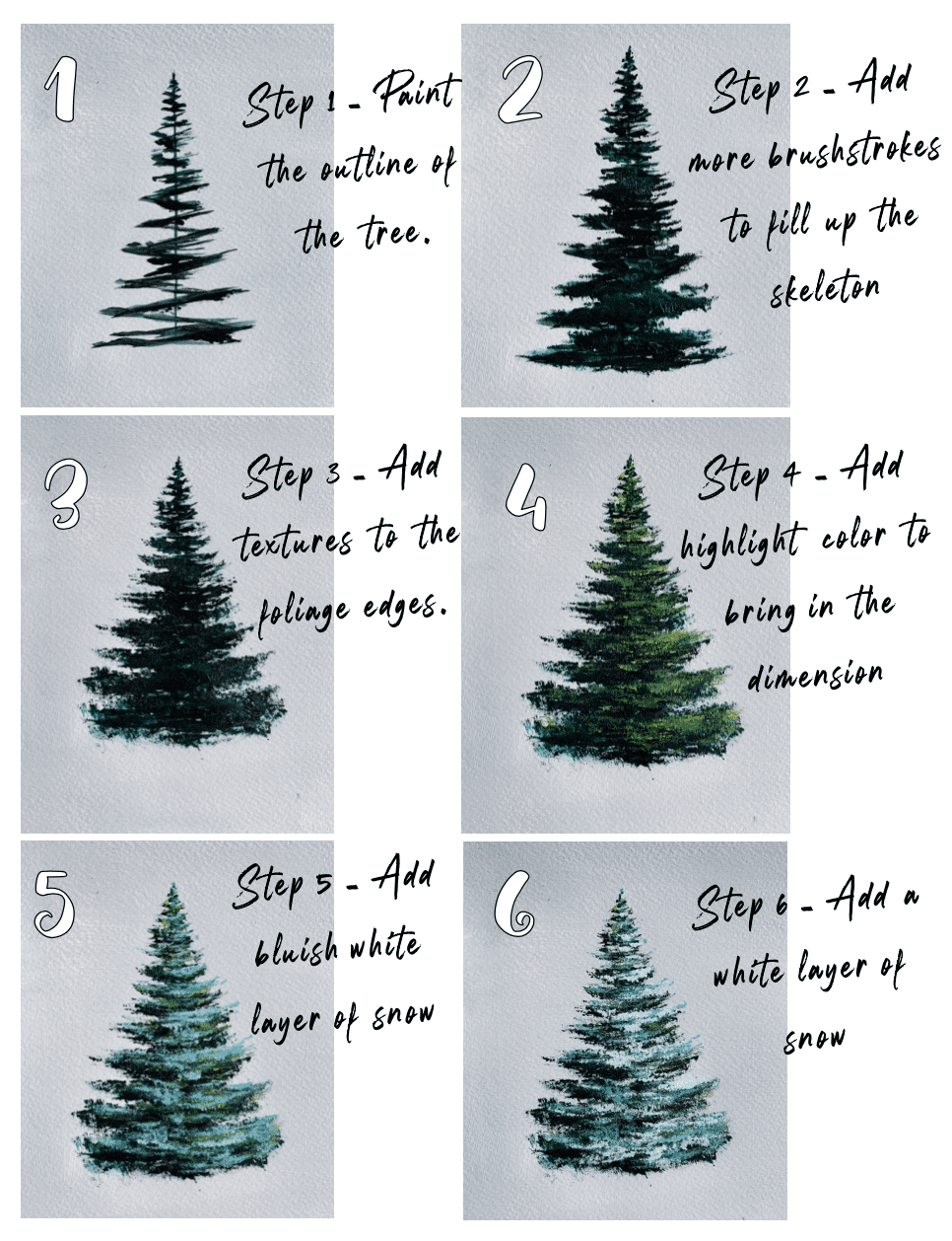 How To Paint Christmas Tree With Acrylics and Flat Brush in easy steps?