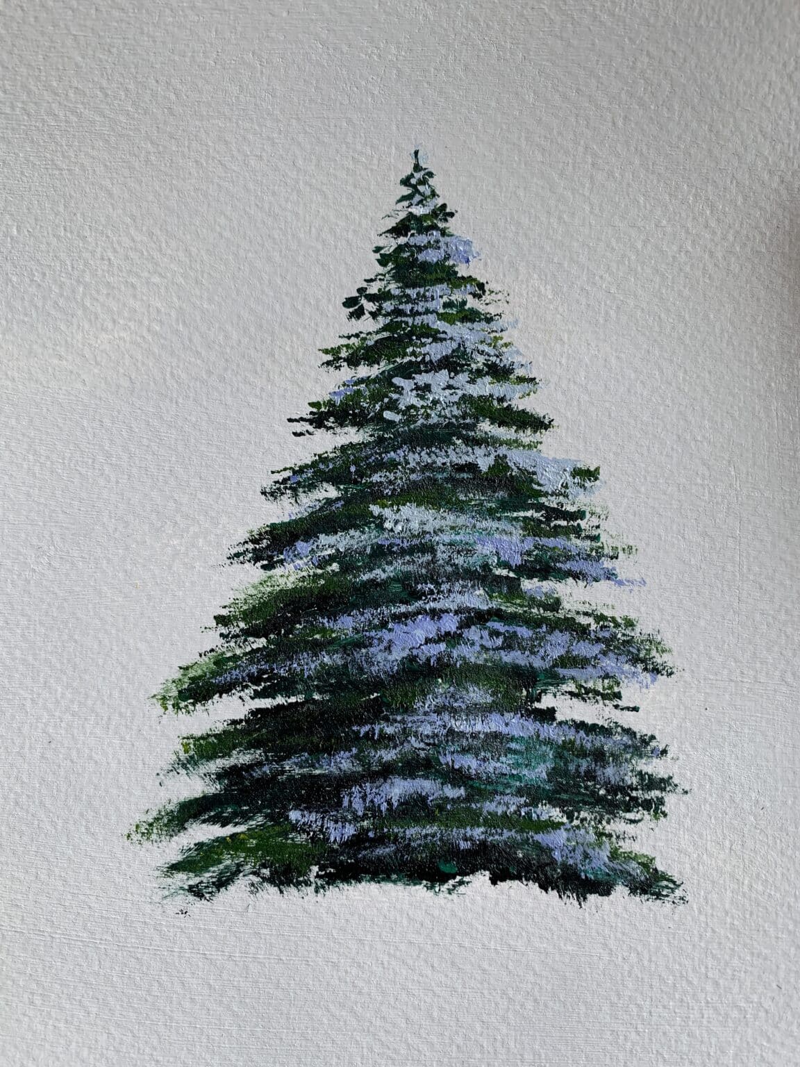 How To Paint Christmas Tree With Acrylics and Flat Brush in easy steps?