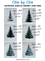 Snowy Pine Tree Painting - 6 Easy Steps - Debasree Dey Art