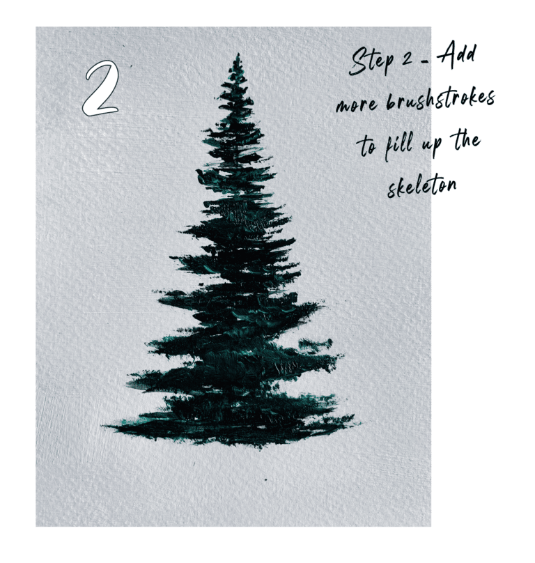 Snowy Pine Tree Painting - 6 Easy Steps - Debasree Dey Art