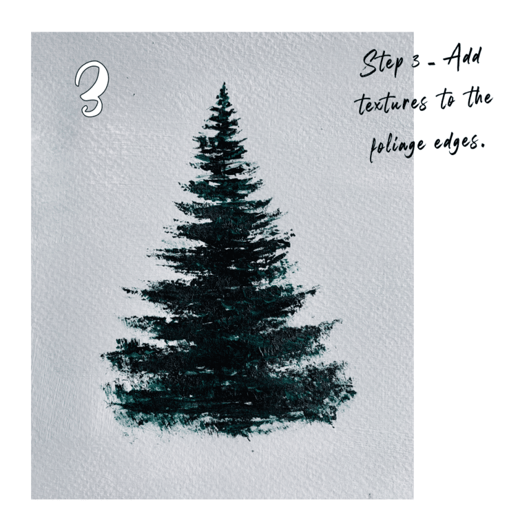 Snowy Pine Tree Painting - 6 Easy Steps - Debasree Dey Art