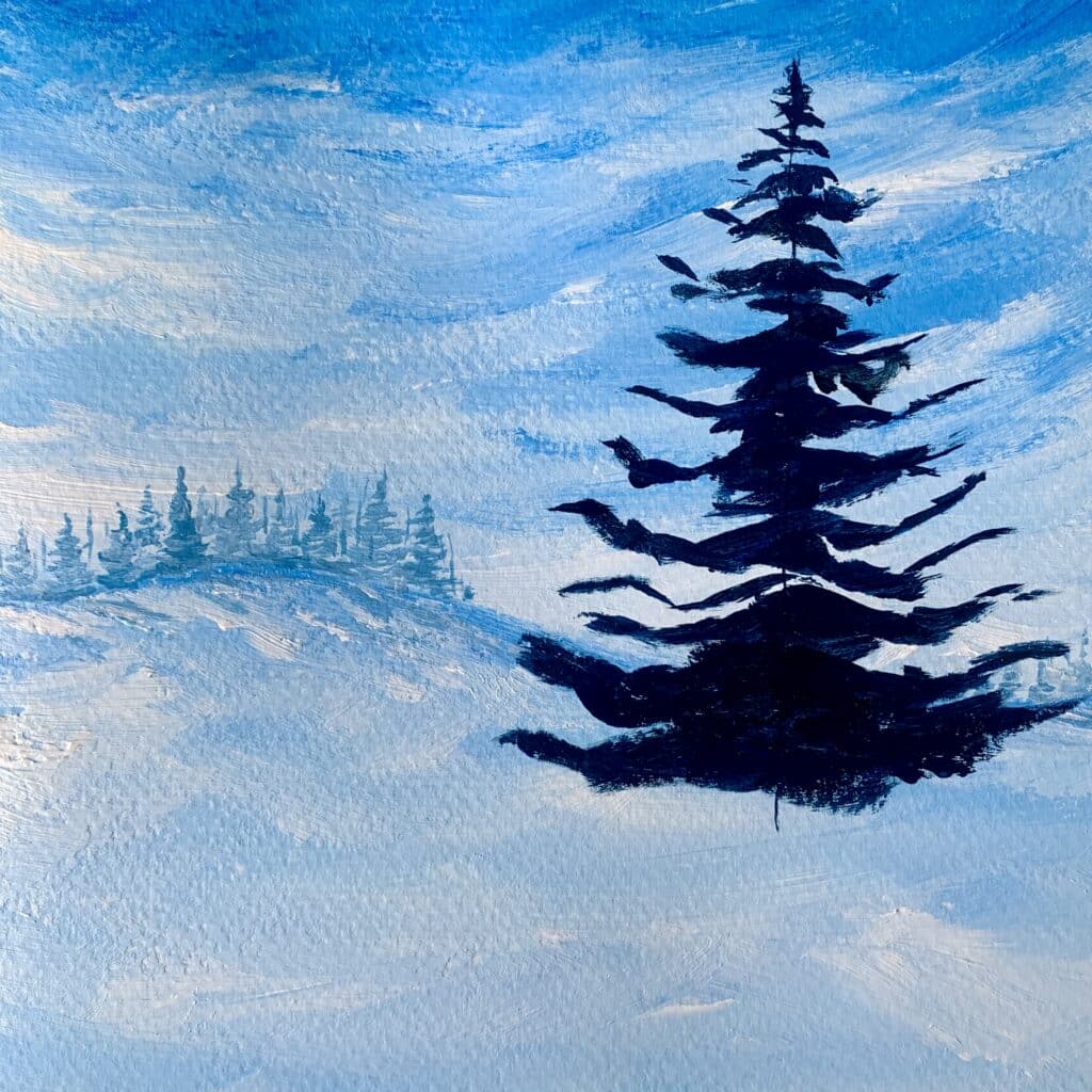 Winter Snowfall Scenery Painting - Easy Winter Painting Ideas For Beginners