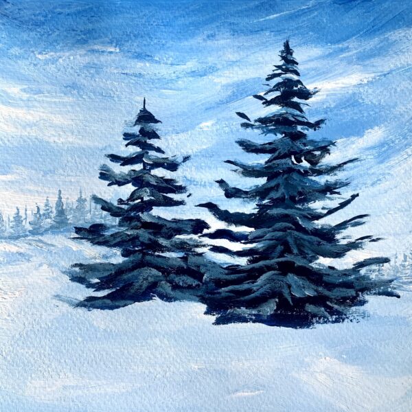 Winter Snowfall Scenery Painting - Easy Winter Painting Ideas For Beginners