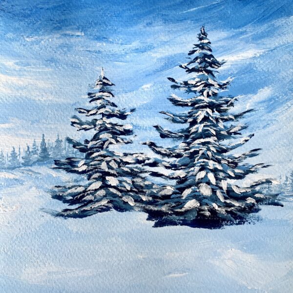 Winter Snowfall Scenery Painting - Easy Winter Painting Ideas For Beginners