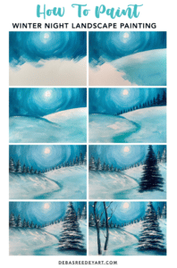 Winter Night Landscape Painting With Acrylics - Step By Step Tutorial