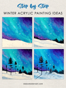 8 Easy Winter Painting Ideas - Christmas Coasters - Debasree Dey Art