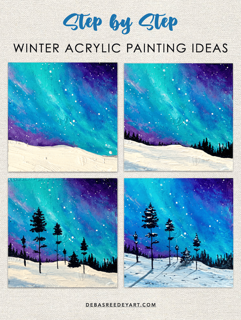 8 Easy Winter Painting Ideas Christmas Coasters Debasree Dey Art