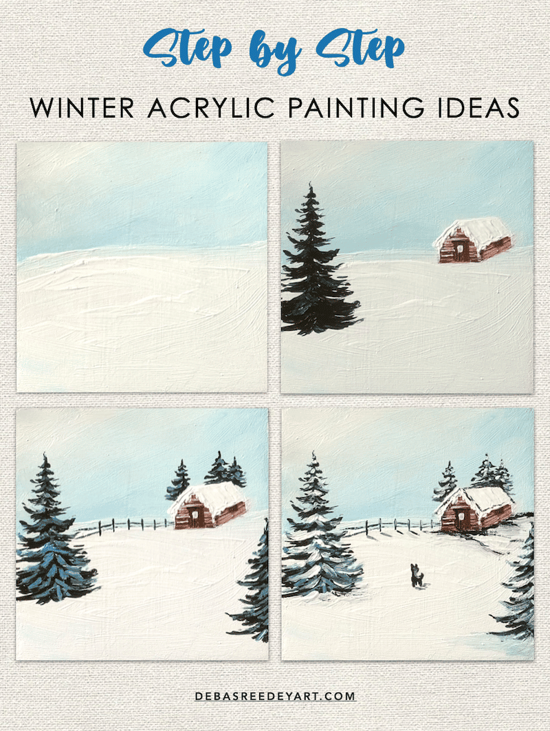 8 Easy Winter Painting Ideas - Christmas Coasters - Debasree Dey Art