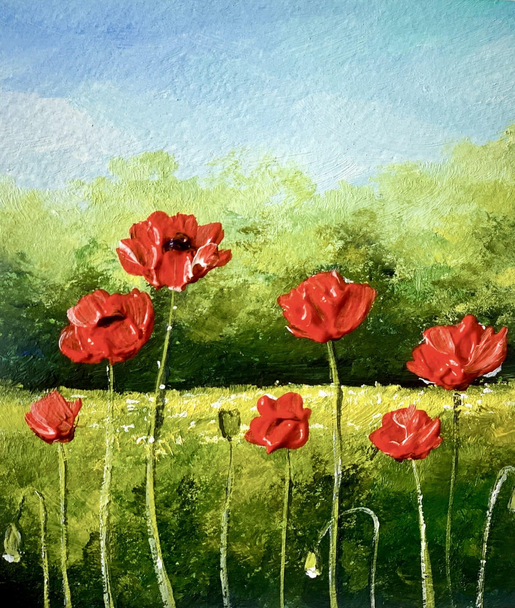 Easy poppy field painting Debasree Dey Art