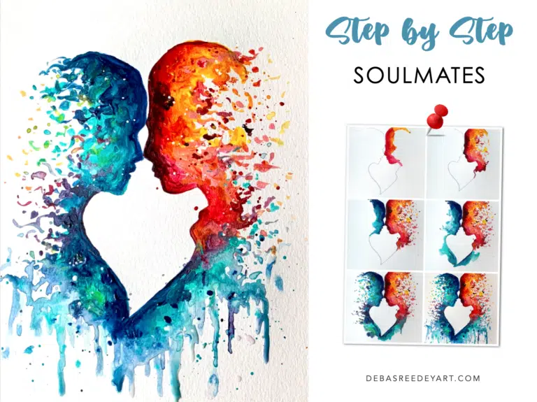Soulmates-easy-couple-acrylic-painting-step-by-step-debasree-dey-art
