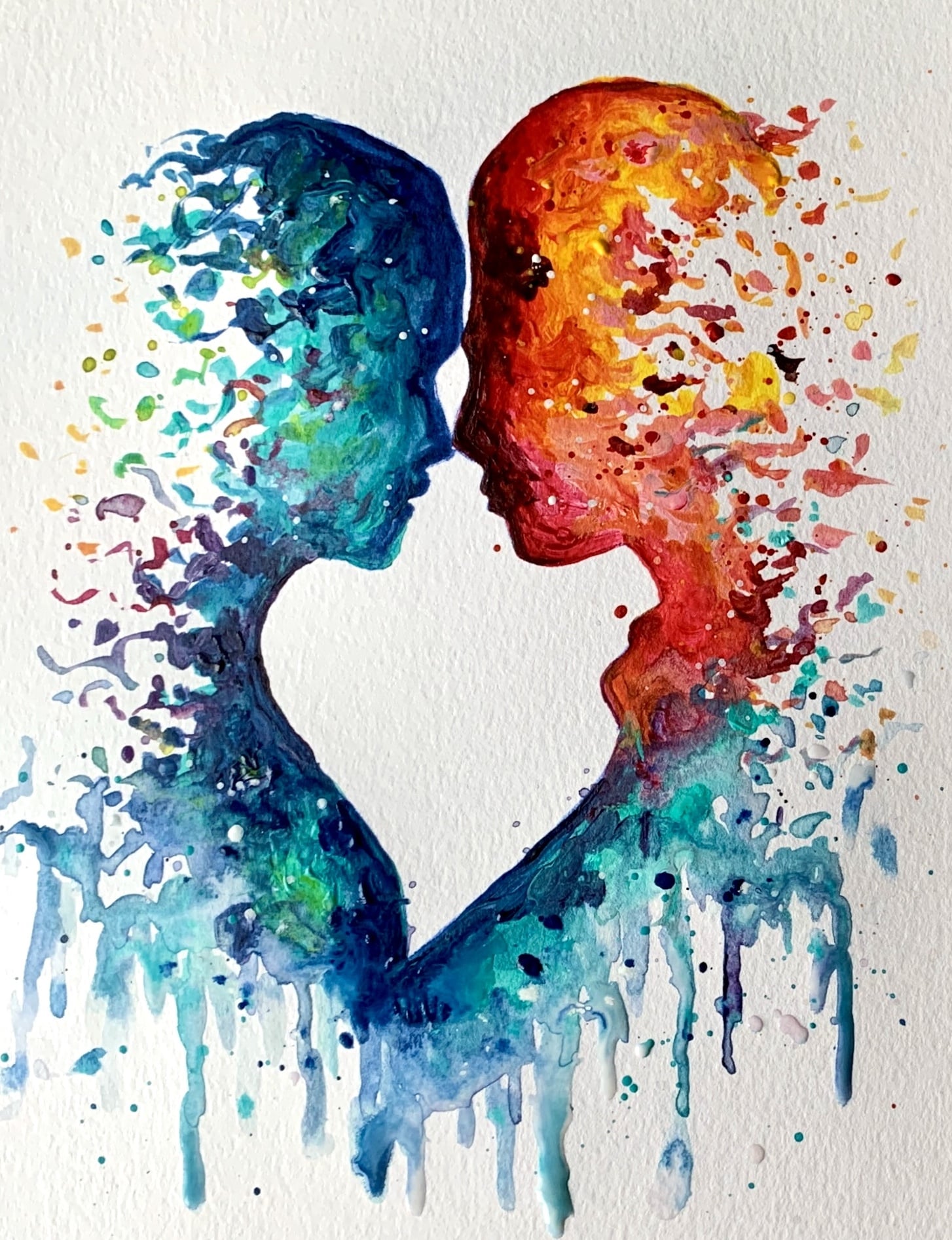 Soulmates - Easy couple acrylic painting - Debasree Dey Art