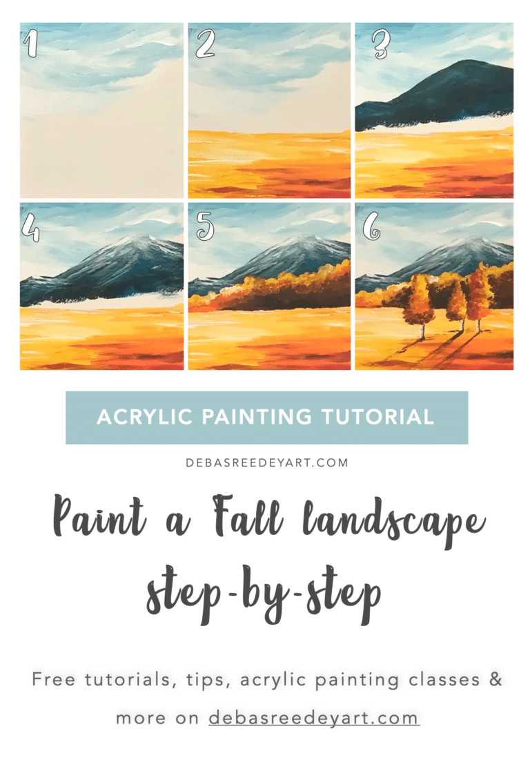 Easy Autumn landscape Painting Acrylic painting tutorial step by step