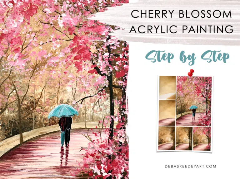 Cherry-blossom-acrylic-painting-romantic-couple-walking-step-by-step-tutorial-1