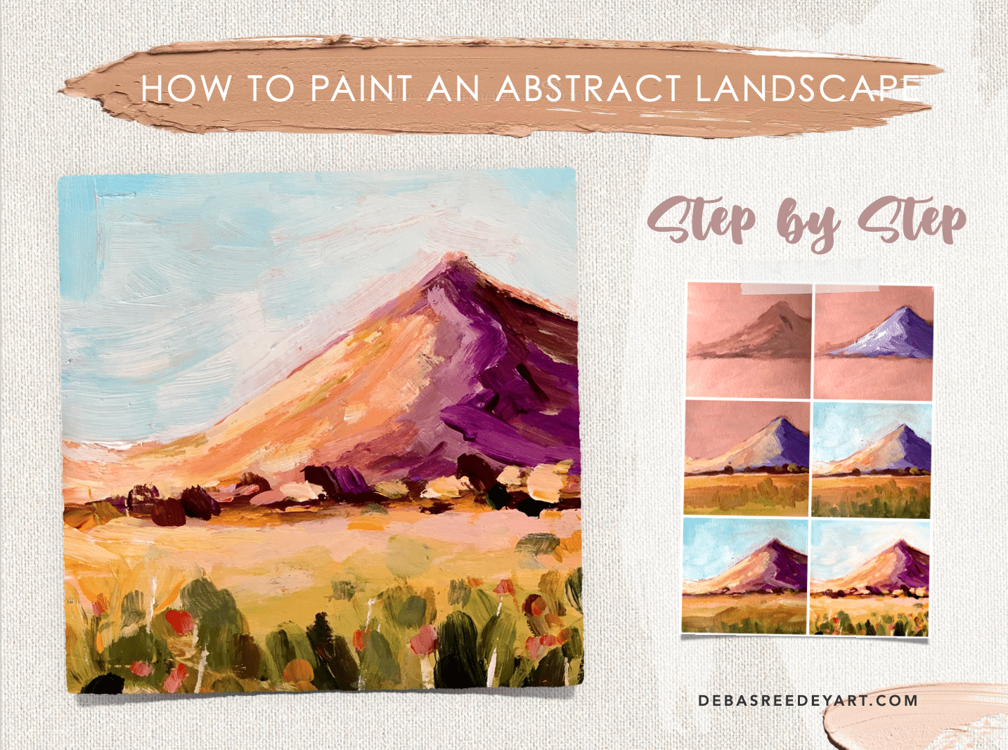 How to paint an abstract landscape from a photograph Flower field