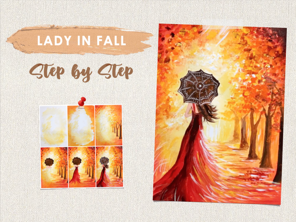 lady in fall painting Acrylic painting easy ideas step by step