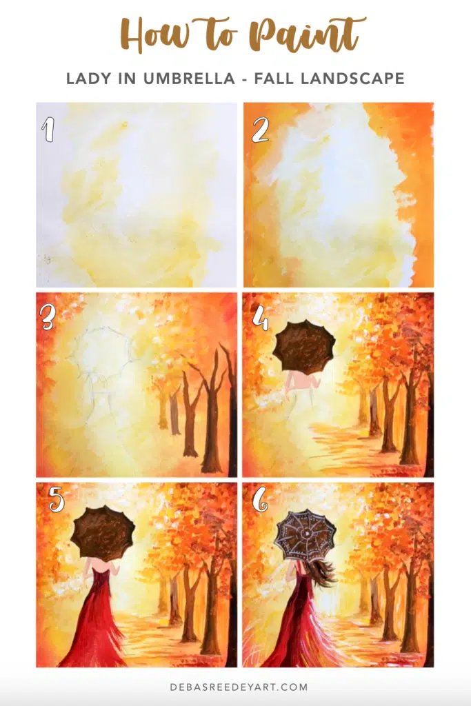 lady in fall painting Acrylic painting easy ideas step by step 3