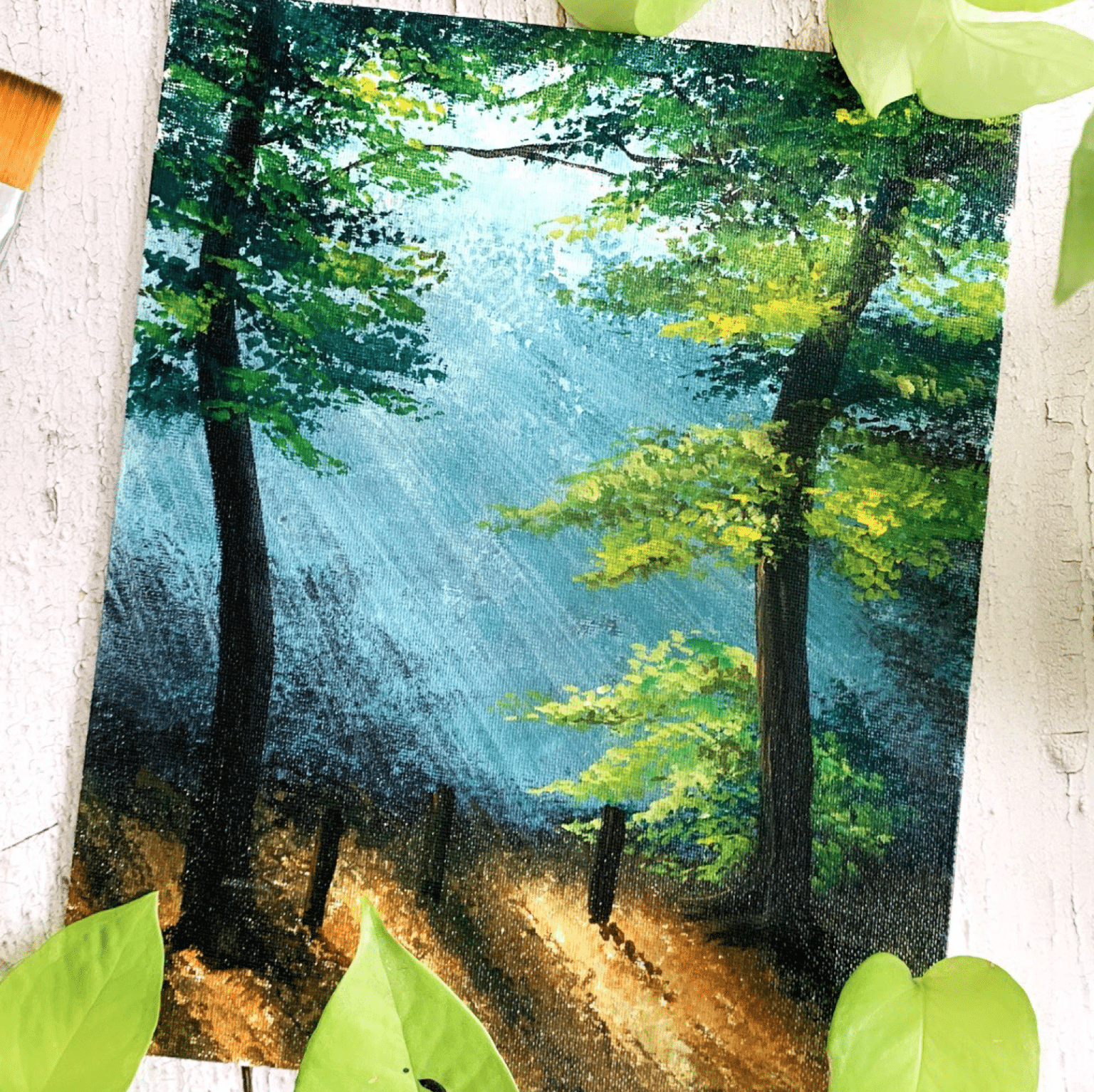 Online Painting Classes Best Acrylic Painting Courses Online   Sunrays In Forest Landscape Learn Acrylic Painting Online Beginner Painting Tutorial Step By Step 1536x1534 