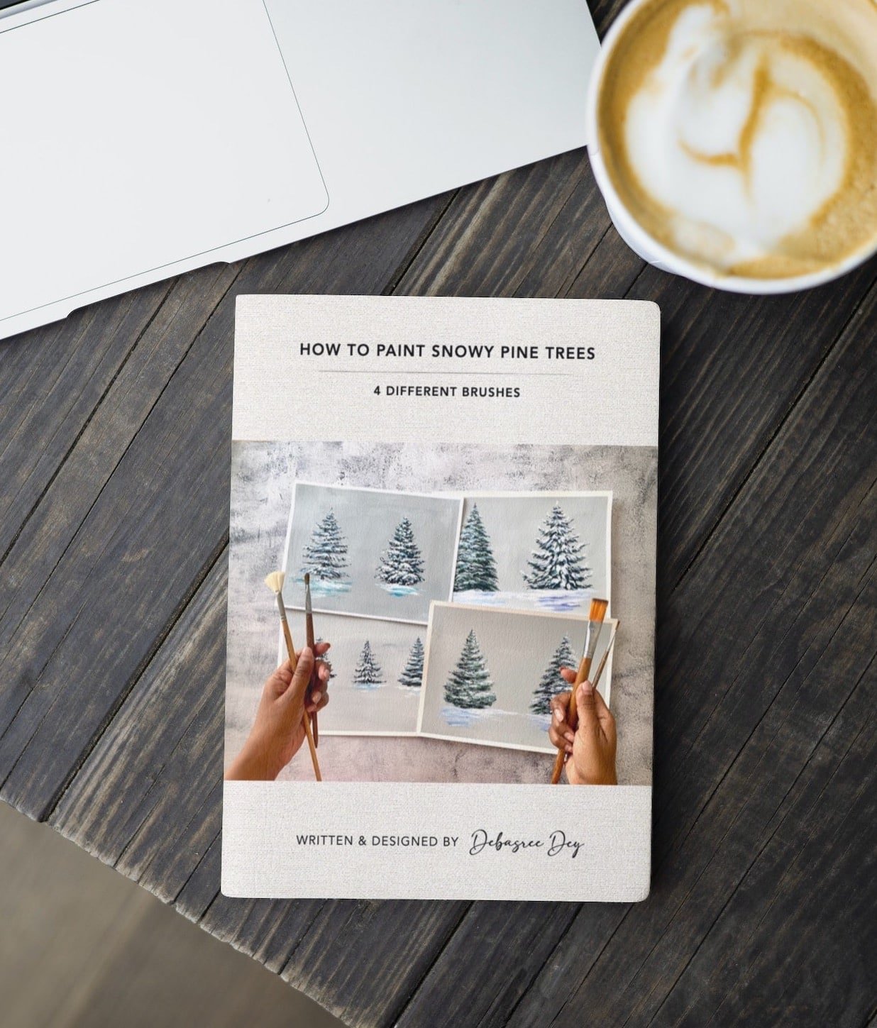 How to paint snowy pine trees - ebook download - Debasree Dey Art