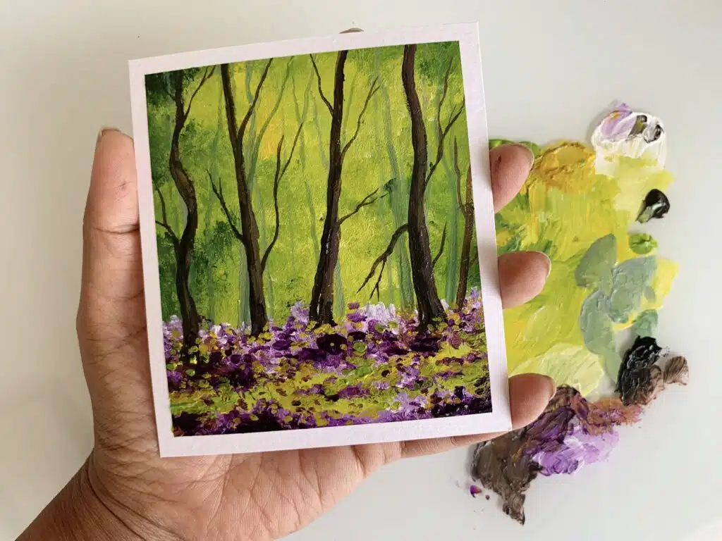 Gold Forest  Easy Acrylic Painting Step by Step for Beginners