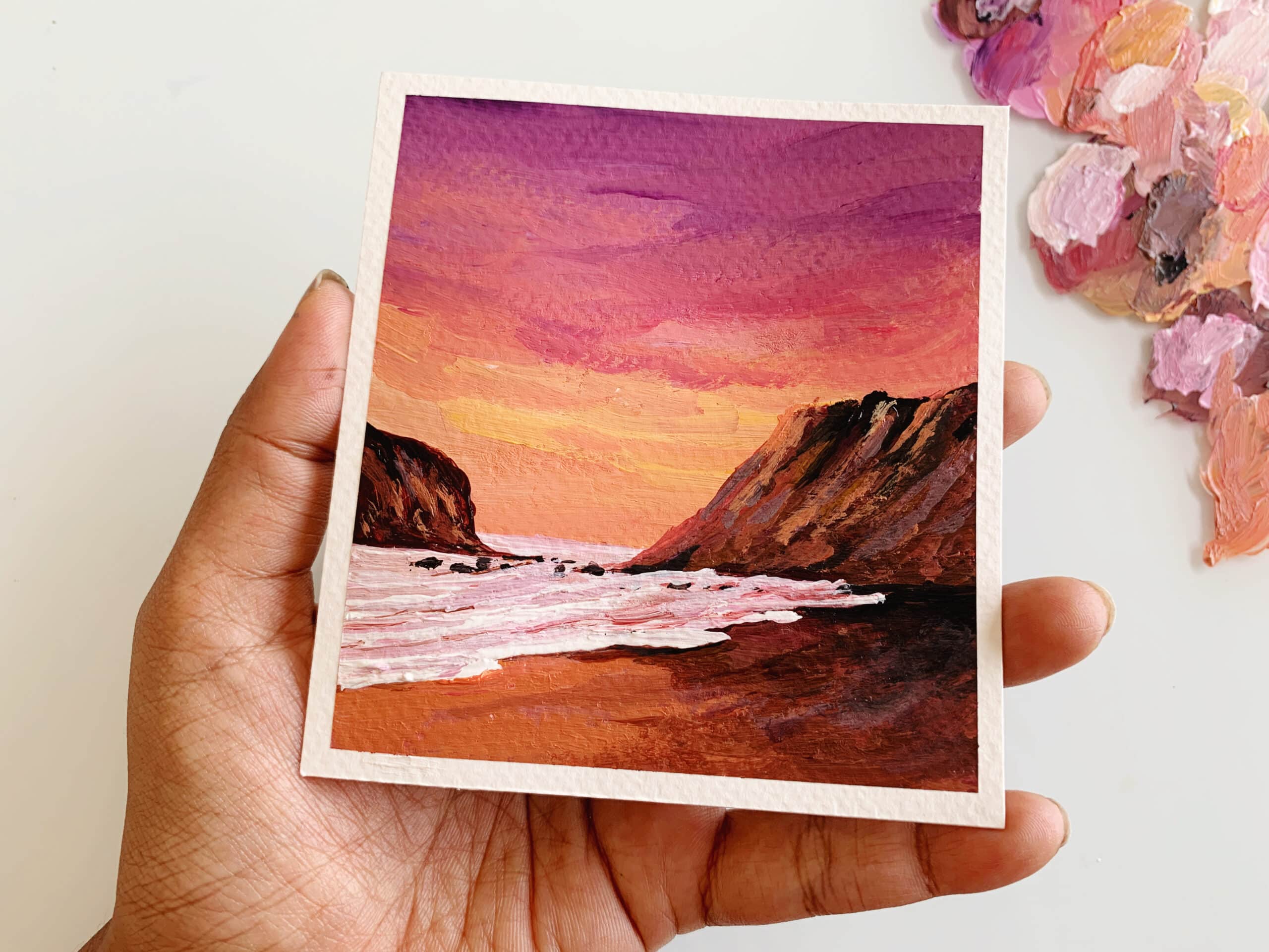 Sunset Paining Acrylic Painting on Canvas Board, Easy Art Tutorial