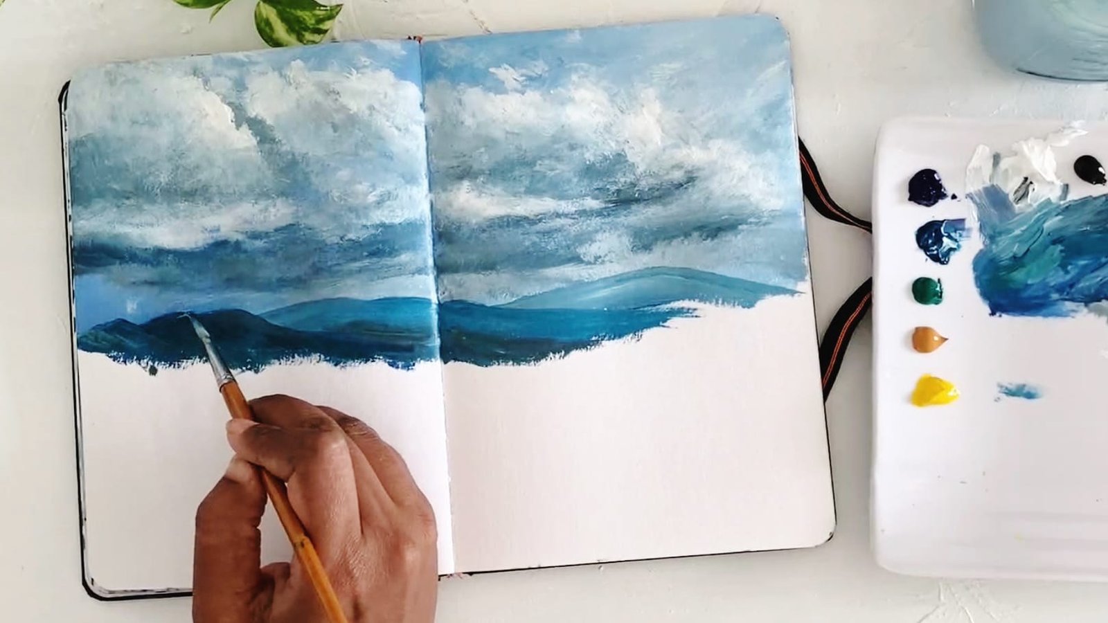 Landscape painting in Sketchbook - Step by step Guidance - Debasree Dey Art