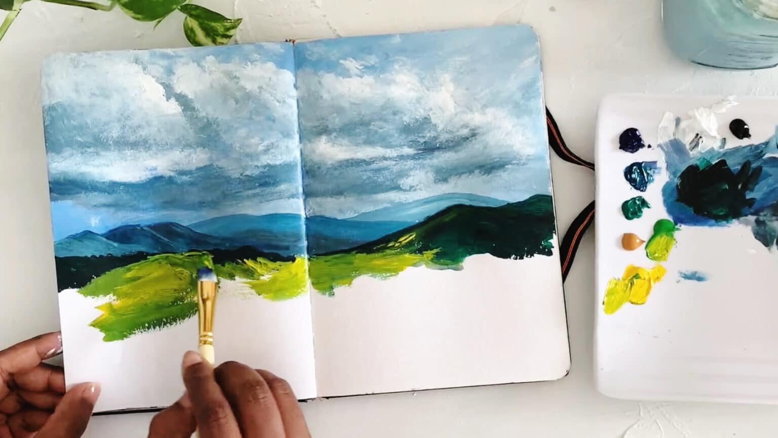 Landscape painting in Sketchbook - Step by step Guidance - Debasree Dey Art