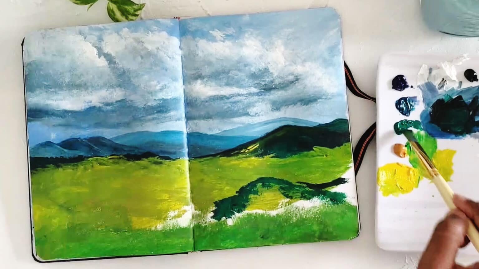 Landscape painting in Sketchbook - Step by step Guidance - Debasree Dey Art