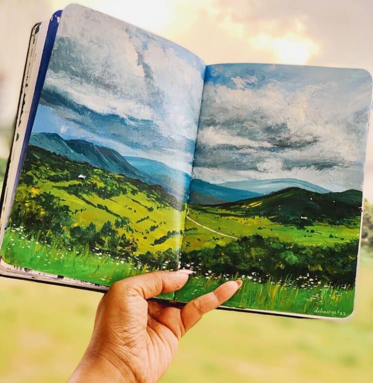 Landscape painting in Sketchbook Step by step Guidance Debasree Dey Art