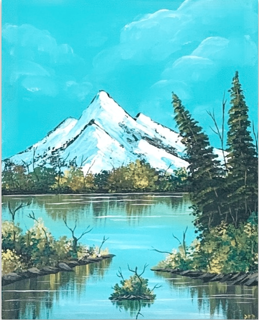 Gallery Mountain Paintings Debasree Dey Art   Blue Snowscape Debasree Dey Art Best Online Acrylic Landscape Painting Classes Tutorials 830x1024 