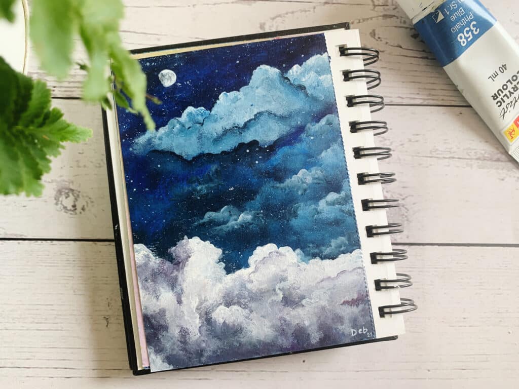 Moonlit-night-sky-clouds-acrylic-painting-tutorial-for-beginners-step-by-step-debasree-dey-art-1771