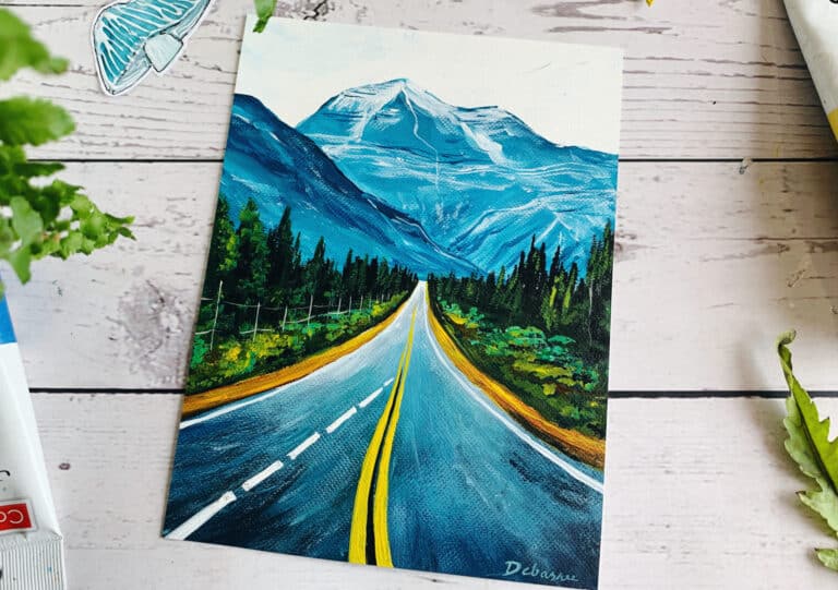 Snow-mountain-road-acrylic-painting-tutorial-for-beginners-step-by-step-debasree-dey-art-1719