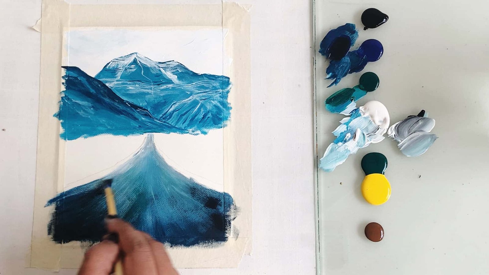 Mountain road painting - Acrylic landscape Step by step - Debasree Dey Art