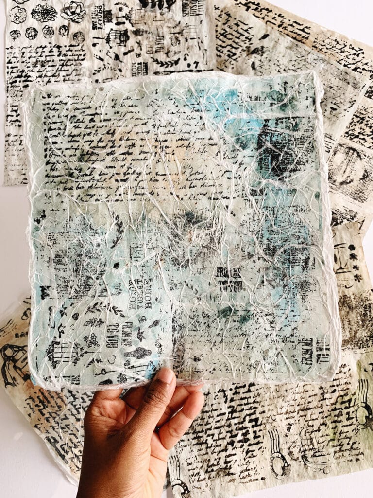 Creating mixed media collage papers using deli/butter/bakery papers -  Debasree Dey Art