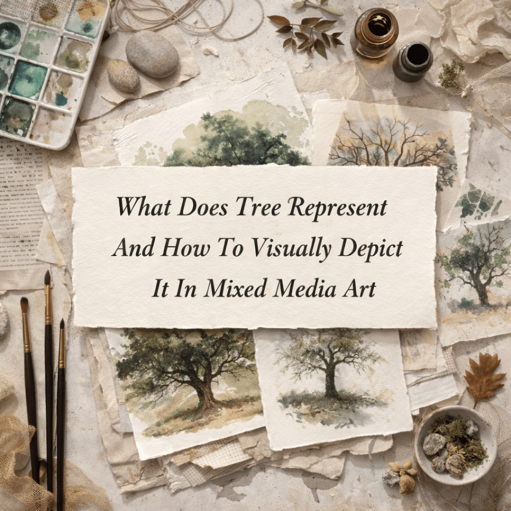 What does tree represent and how to visually depict it in mixed media art?