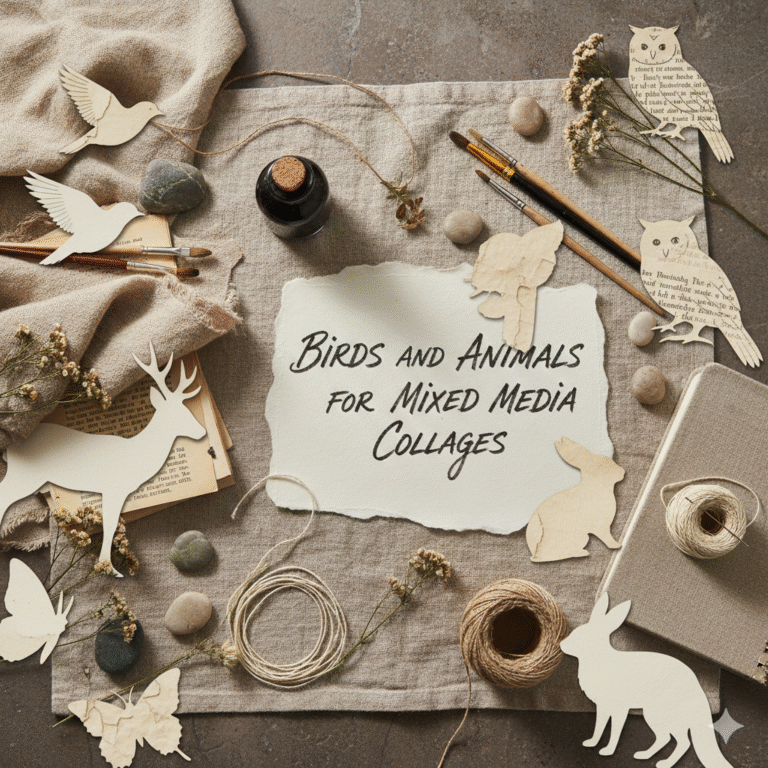 Mixed Media Collages-animals-birds