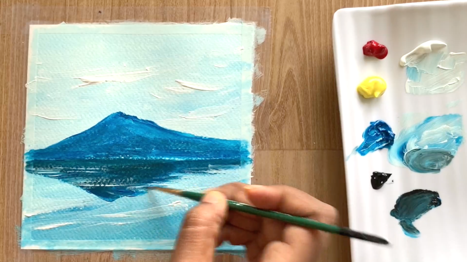 How to Paint an Easy Autumn landscape painting with a Mountain in 10