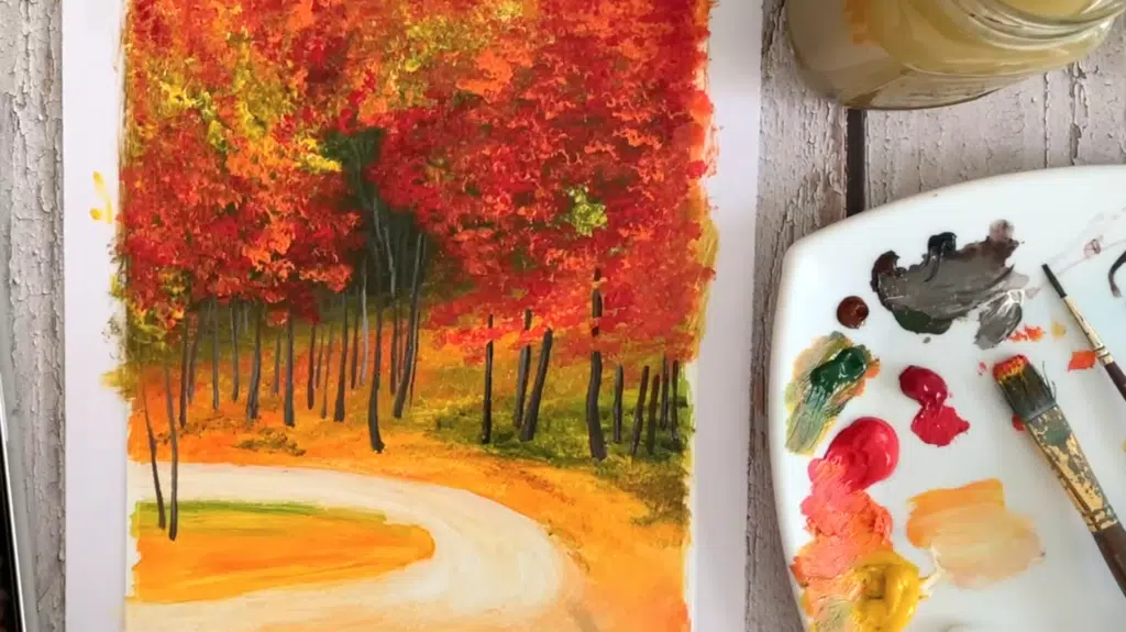 easy autumn road painting