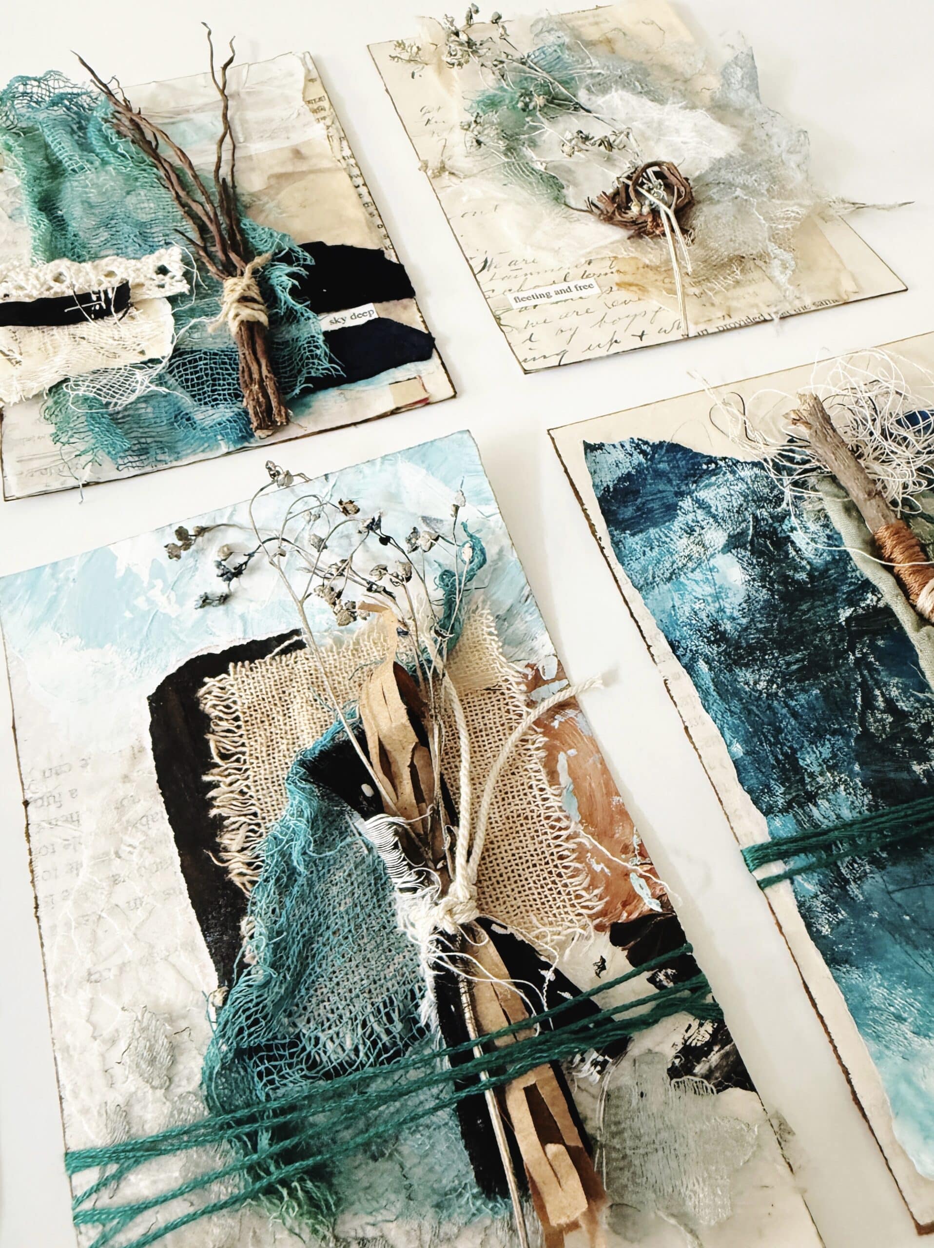 100-day-challenge-blue-brown-sky-clouds-collage-mixed-media-texture-paper-fabrics-textile-debasree-dey-art-1930