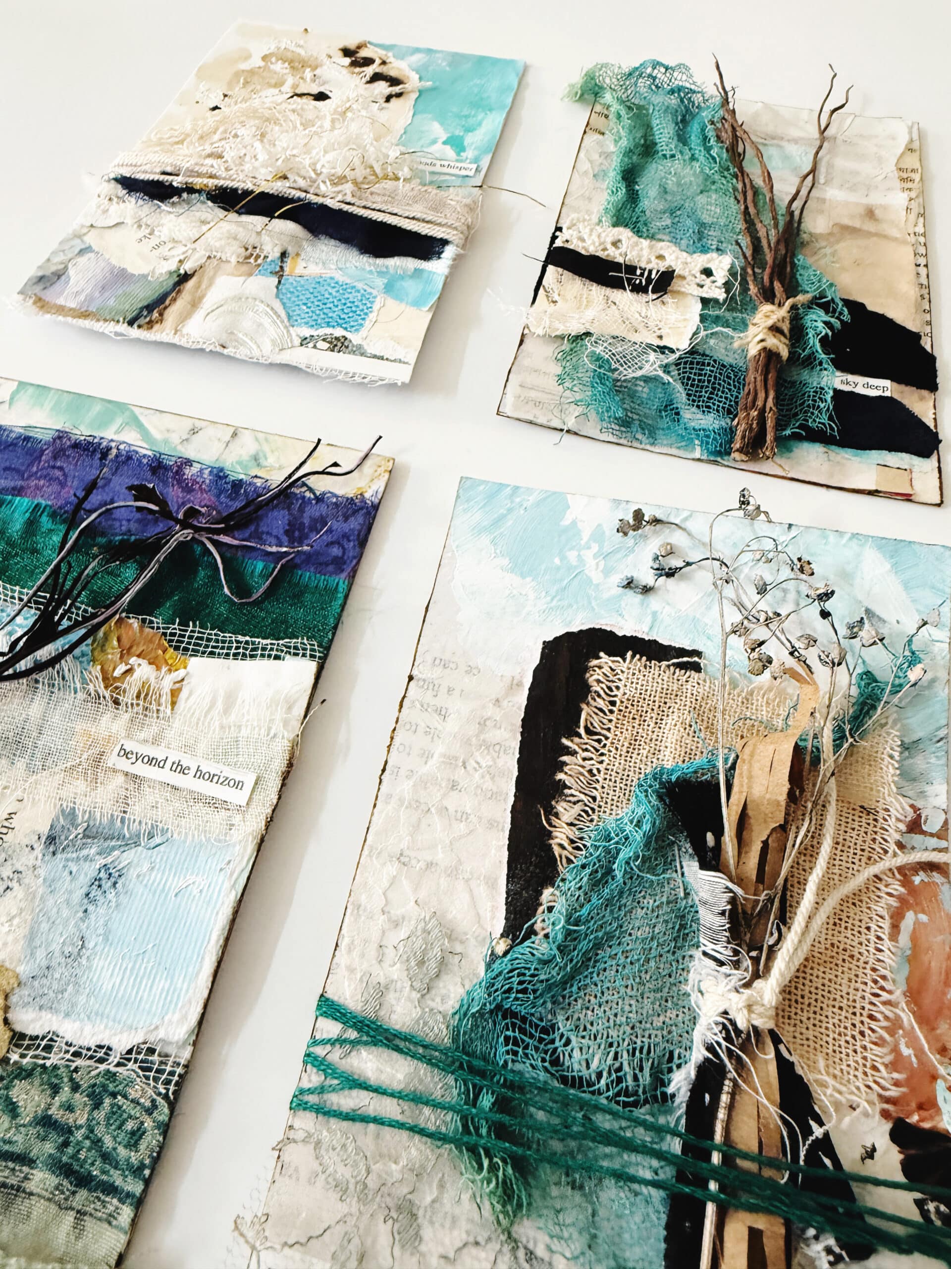 100-day-challenge-blue-brown-sky-clouds-collage-mixed-media-texture-paper-fabrics-textile-debasree-dey-art-1931