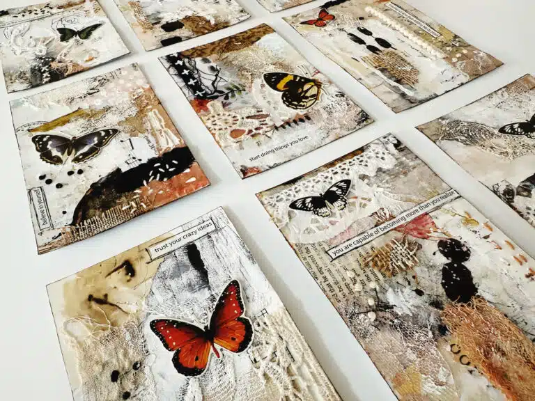 100-day-challenge-butterfly-collage-snippet-roll-mixed-media-texture-paper-fabrics-textile-debasree-dey-art-2017