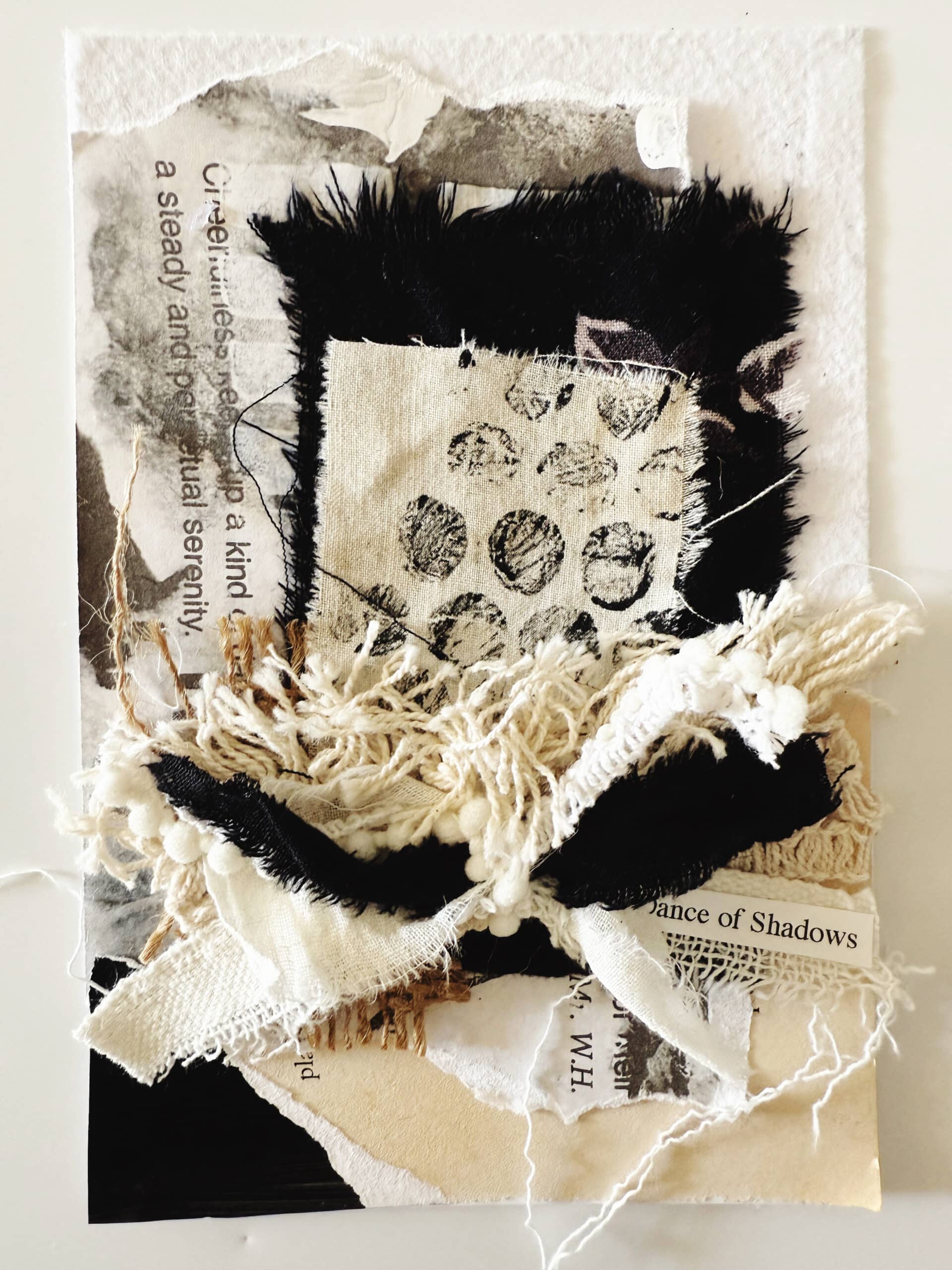 13-100-day-challeng-neutral-earthy-black-and-white-collage-clusters-mixed-media-texture-paper-fabrics-textile-debasree-dey-art-1675