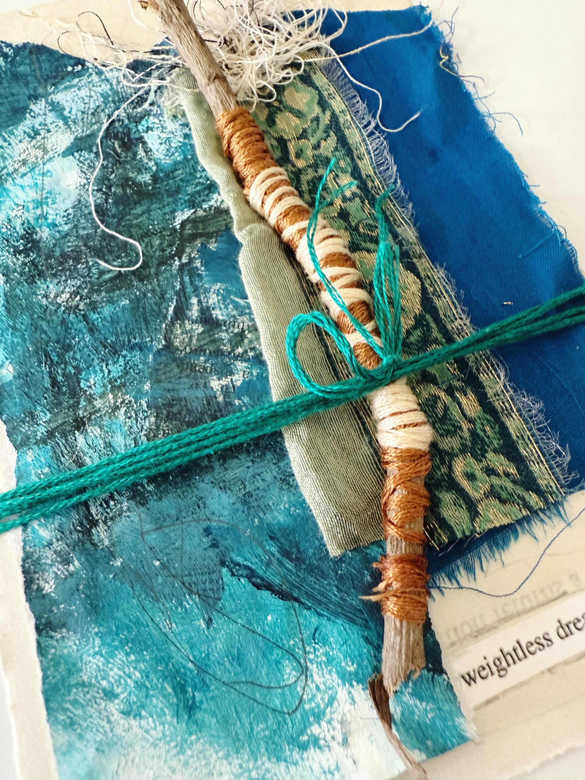 20-100-day-challenge-blue-brown-sky-clouds-collage-mixed-media-texture-paper-fabrics-textile-debasree-dey-art-1845