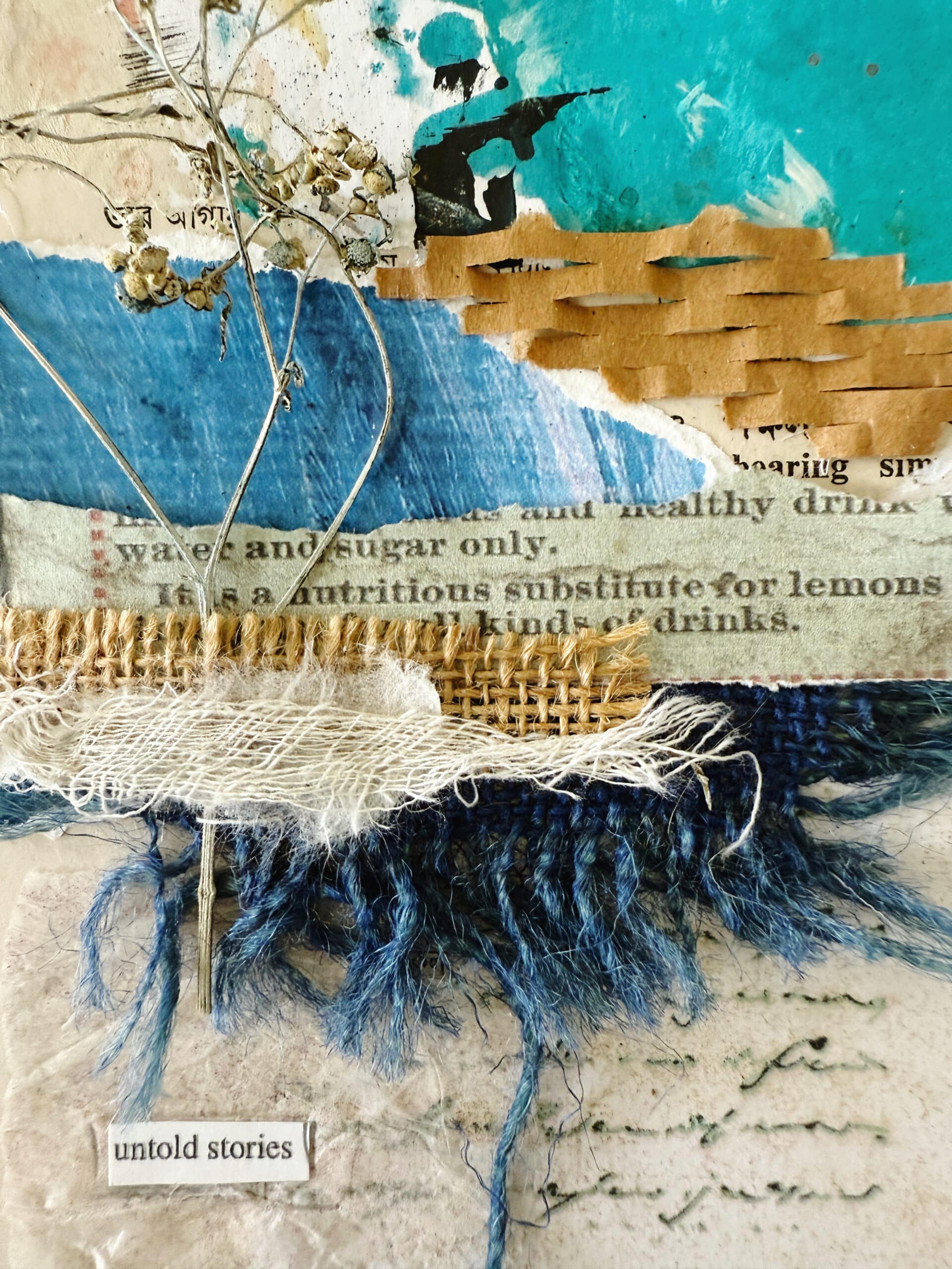 22-100-day-challenge-blue-brown-sky-clouds-collage-mixed-media-texture-paper-fabrics-textile-debasree-dey-art-1857