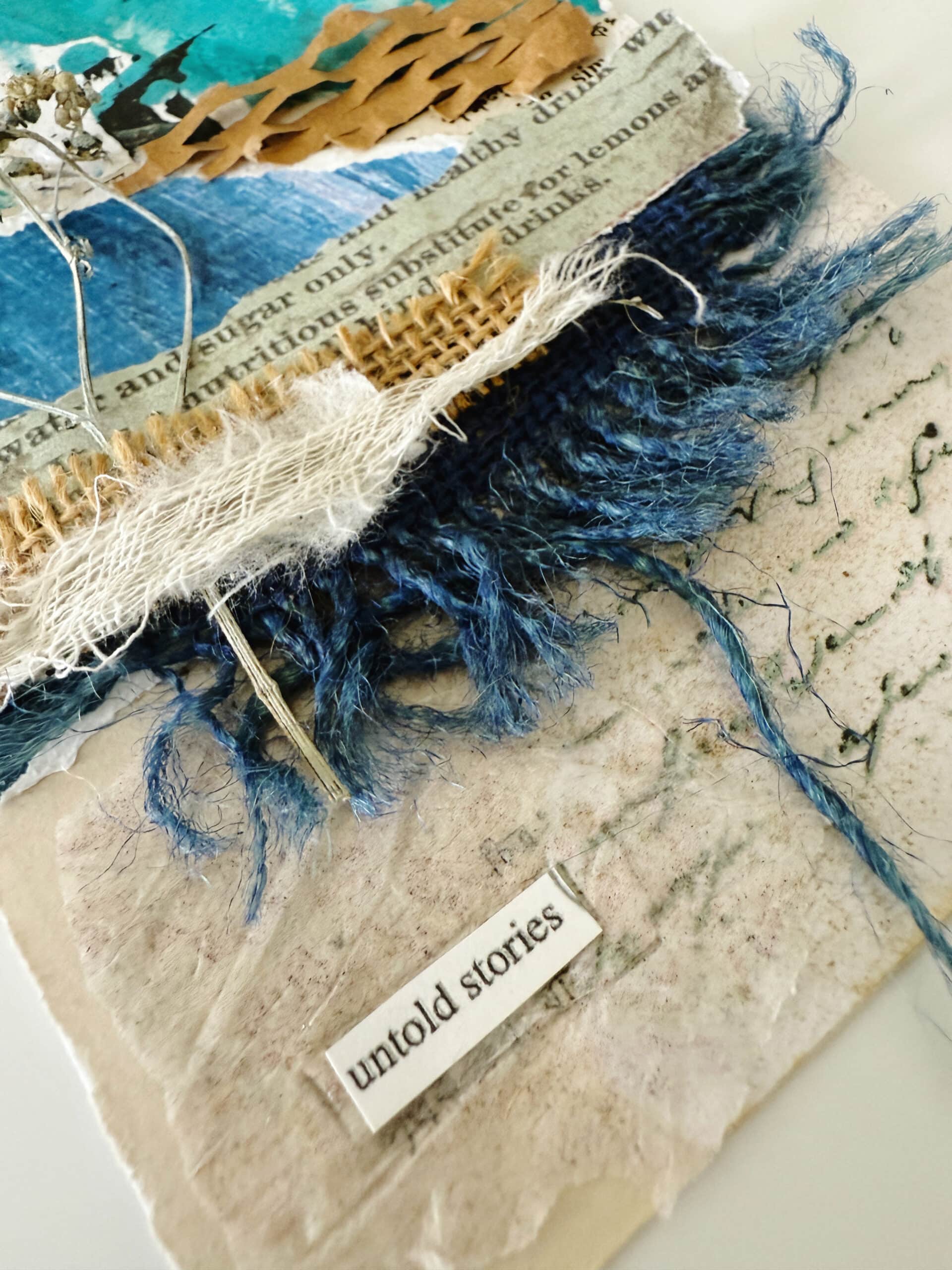 22-100-day-challenge-blue-brown-sky-clouds-collage-mixed-media-texture-paper-fabrics-textile-debasree-dey-art-1861